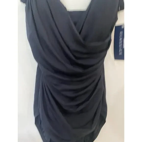Jantzen Size 12 Surplice Draped One Piece Swimsuit Black Tummy Control NWT $92 - Picture 3 of 9